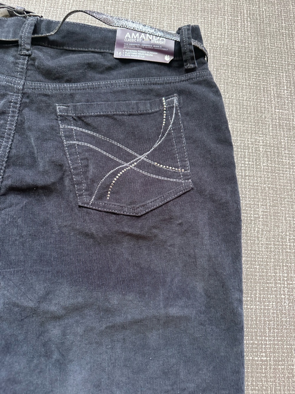 Gloria Vanderbilt Amanda Corduroy Pants Women's 16 Gray Classic Fit Straight NWT - Picture 10 of 14